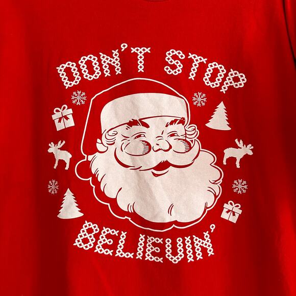Don't Stop Believin' Santa Vintage Look Graphic T-shirt Unisex Size XL - Picture 3 of 5